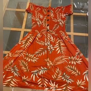 strapless tropical dress